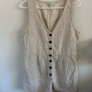 Madewell Cream Linen Romper